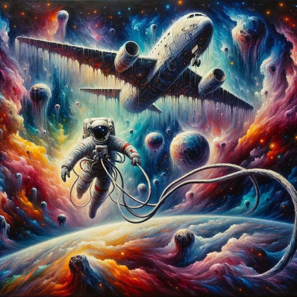 an astronaut, painting, expressionism style
